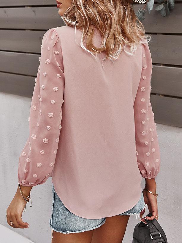 Long-sleeved Casual V Neck Solid Blouse - Blouses - INS | Online Fashion Free Shipping Clothing, Dresses, Tops, Shoes - 20-30 - BLO2107211241 - Blouses