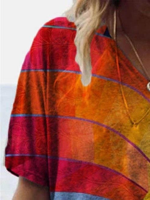 Loose Abstract Painting Print T-shirt - T-shirts - INS | Online Fashion Free Shipping Clothing, Dresses, Tops, Shoes - 09/06/2021 - Color_Purple - Color_Red