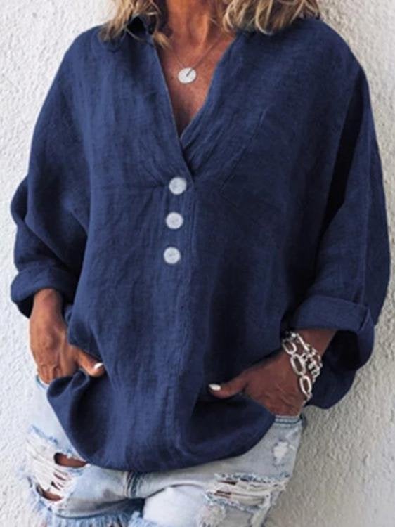 Loose Button Lapel Long Sleeves Blouses - Blouses - INS | Online Fashion Free Shipping Clothing, Dresses, Tops, Shoes - 08/07/2021 - 20-30 - BLO2107081175