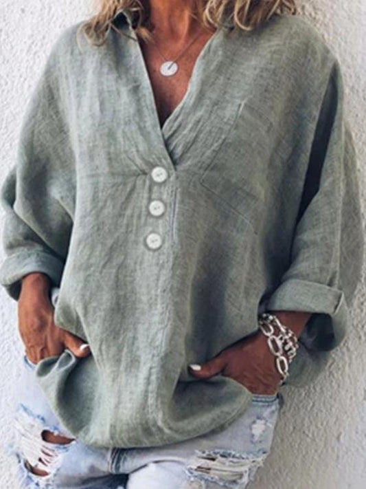 Loose Button Lapel Long Sleeves Blouses - Blouses - INS | Online Fashion Free Shipping Clothing, Dresses, Tops, Shoes - 08/07/2021 - 20-30 - BLO2107081175