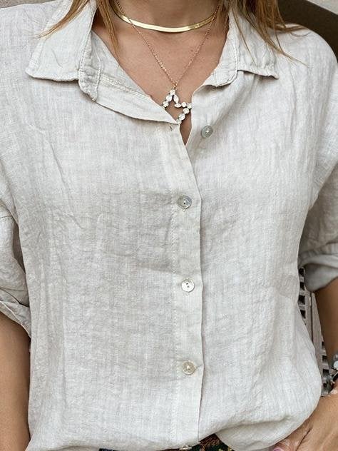 Loose Casual Lapel Long-sleeved Shirt - Blouses - INS | Online Fashion Free Shipping Clothing, Dresses, Tops, Shoes - 18/06/2021 - 20-30 - blouses