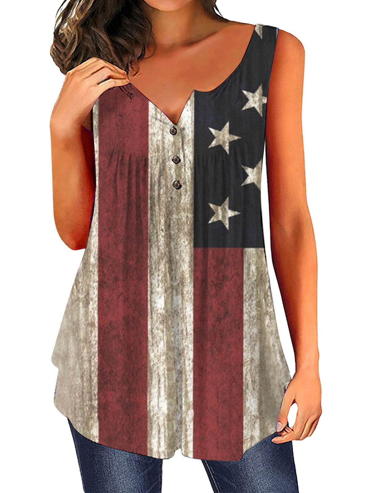 Loose Casual Multicolor Sleeveless V-neck Tank Top - Tanks - INS | Online Fashion Free Shipping Clothing, Dresses, Tops, Shoes - 01/06/2021 - Category_Tanks - Color_Blue