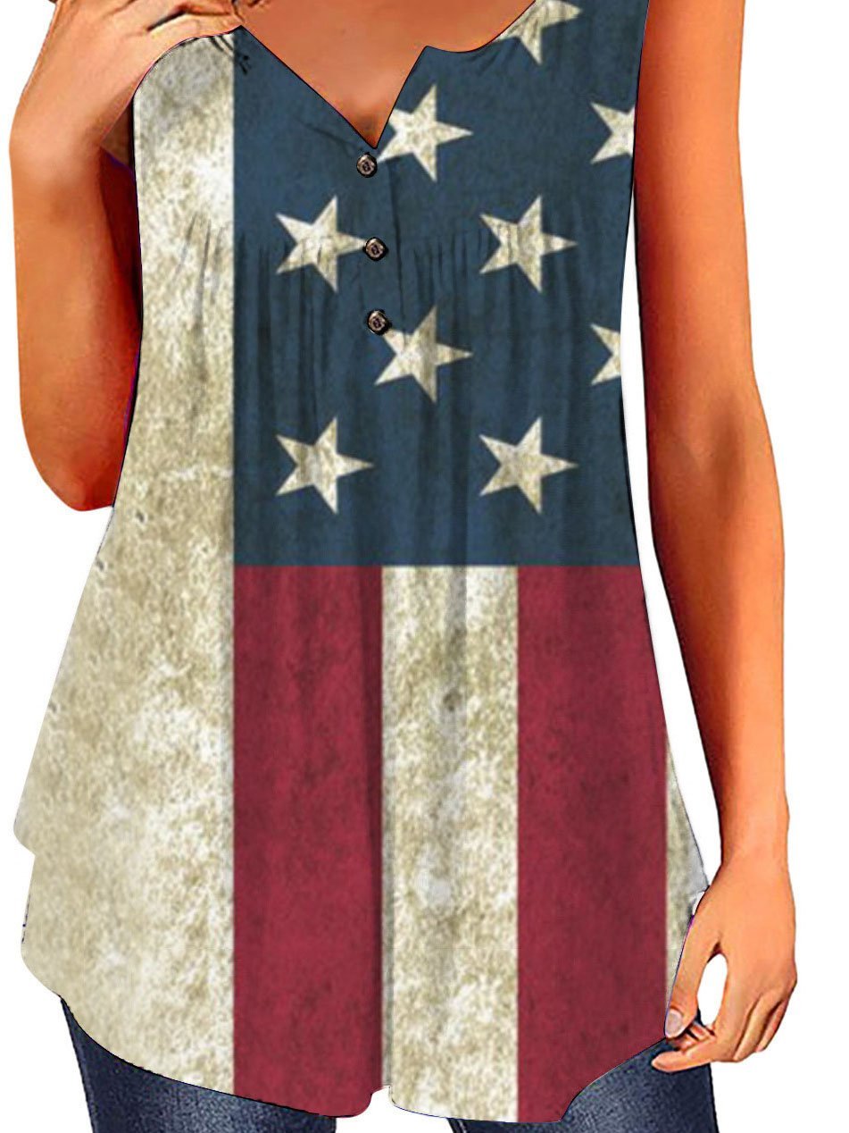 Loose Casual Multicolor Sleeveless V-neck Tank Top - Tanks - INS | Online Fashion Free Shipping Clothing, Dresses, Tops, Shoes - 01/06/2021 - Category_Tanks - Color_Blue