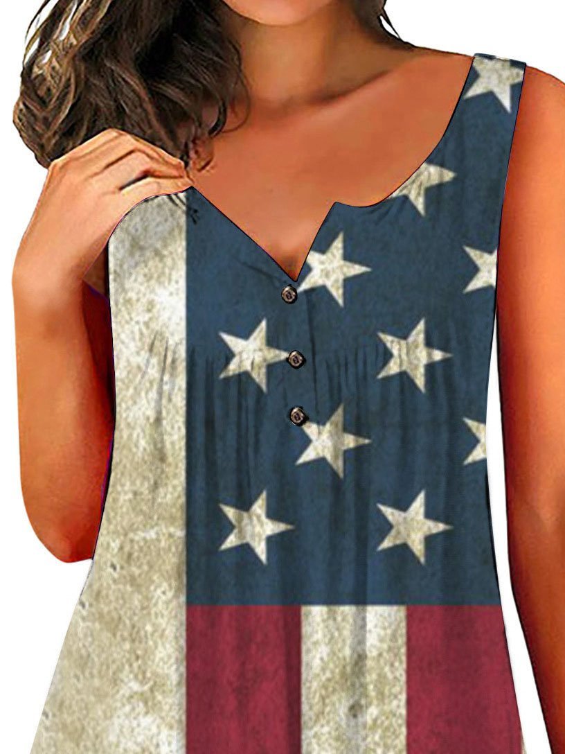 Loose Casual Multicolor Sleeveless V-neck Tank Top - Tanks - INS | Online Fashion Free Shipping Clothing, Dresses, Tops, Shoes - 01/06/2021 - Category_Tanks - Color_Blue