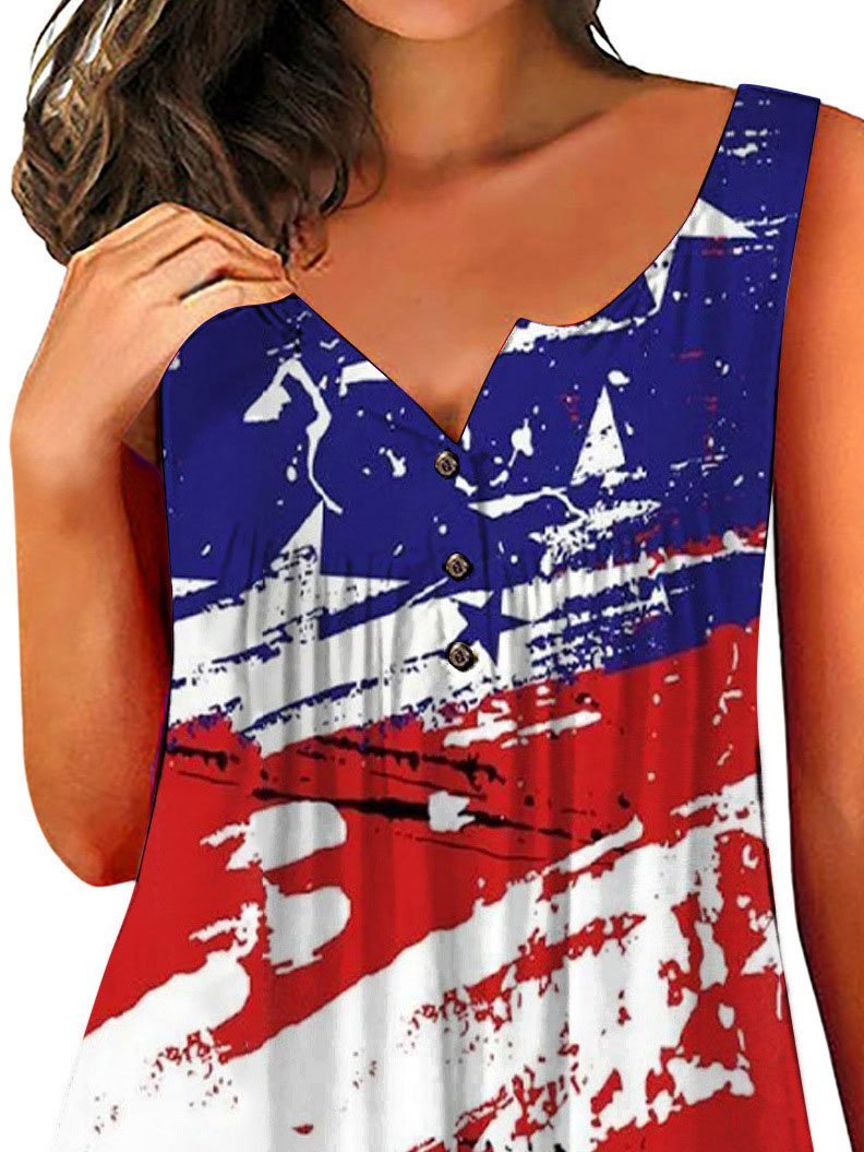 Loose Casual Multicolor Sleeveless V-neck Tank Top - Tanks - INS | Online Fashion Free Shipping Clothing, Dresses, Tops, Shoes - 01/06/2021 - Category_Tanks - Color_Blue