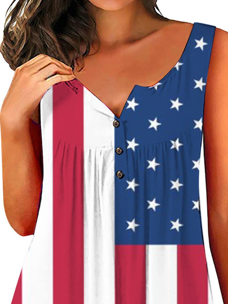 Loose Casual Multicolor Sleeveless V-neck Tank Top - Tanks - INS | Online Fashion Free Shipping Clothing, Dresses, Tops, Shoes - 01/06/2021 - Category_Tanks - Color_Blue