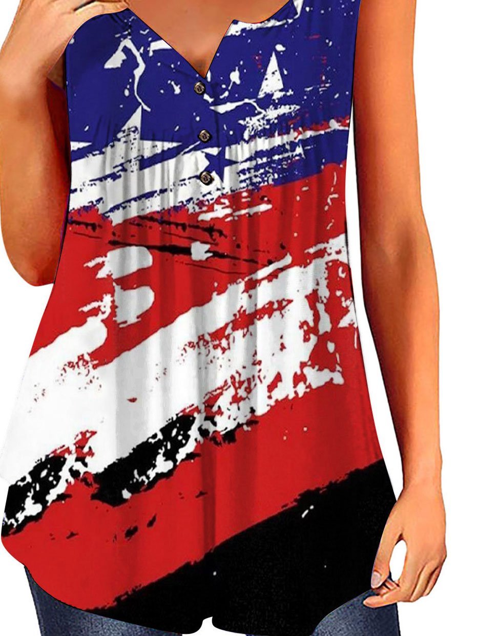 Loose Casual Multicolor Sleeveless V-neck Tank Top - Tanks - INS | Online Fashion Free Shipping Clothing, Dresses, Tops, Shoes - 01/06/2021 - Category_Tanks - Color_Blue