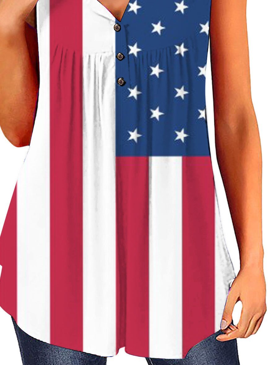 Loose Casual Multicolor Sleeveless V-neck Tank Top - Tanks - INS | Online Fashion Free Shipping Clothing, Dresses, Tops, Shoes - 01/06/2021 - Category_Tanks - Color_Blue