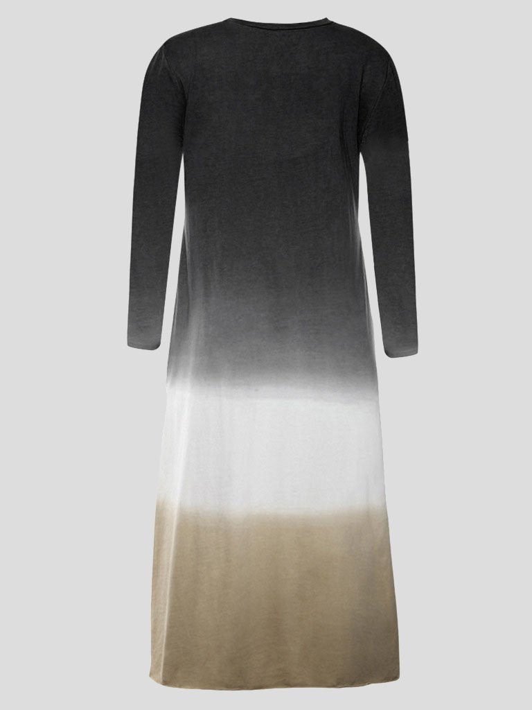 Loose Contrast Stitching Long-sleeved Dress - Maxi Dresses - INS | Online Fashion Free Shipping Clothing, Dresses, Tops, Shoes - 20-30 - 28/06/2021 - color-black