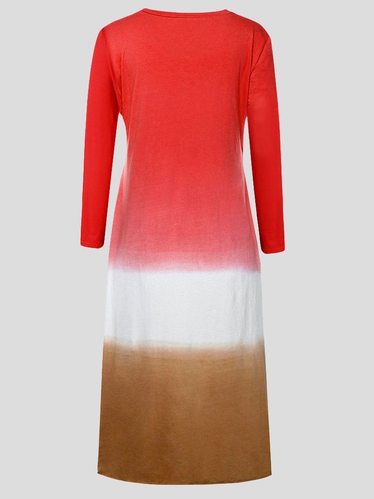 Loose Contrast Stitching Long-sleeved Dress - Maxi Dresses - INS | Online Fashion Free Shipping Clothing, Dresses, Tops, Shoes - 20-30 - 28/06/2021 - color-black