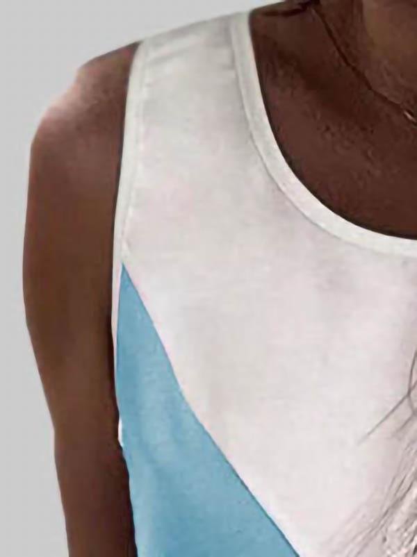Loose Contrast Stripes Print Tank Top - Tank Tops - INS | Online Fashion Free Shipping Clothing, Dresses, Tops, Shoes - 03/06/2021 - Color_Black - Color_Blue