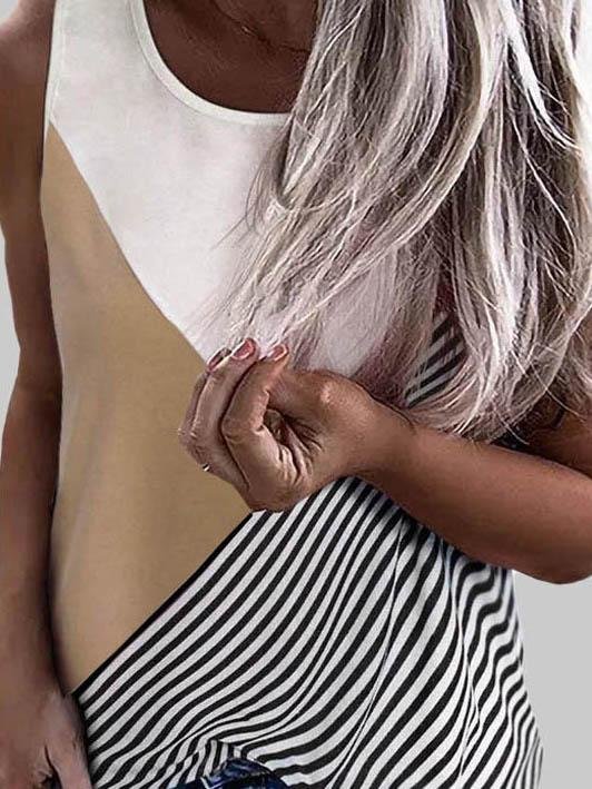 Loose Contrast Stripes Print Tank Top - Tank Tops - INS | Online Fashion Free Shipping Clothing, Dresses, Tops, Shoes - 03/06/2021 - Color_Black - Color_Blue