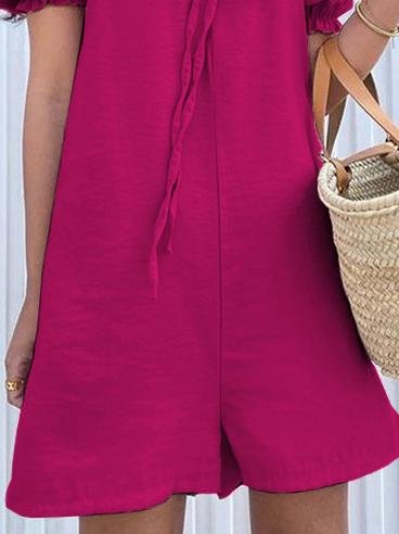 Loose Drawstring Off Shoulder Short Sleeve Jumpsuit - Jumpsuits & Rompers - INS | Online Fashion Free Shipping Clothing, Dresses, Tops, Shoes - 20-30 - 22/06/2021 - Bottom