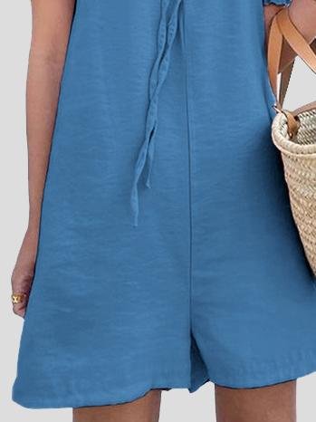 Loose Drawstring Off Shoulder Short Sleeve Jumpsuit - Jumpsuits & Rompers - INS | Online Fashion Free Shipping Clothing, Dresses, Tops, Shoes - 20-30 - 22/06/2021 - Bottom