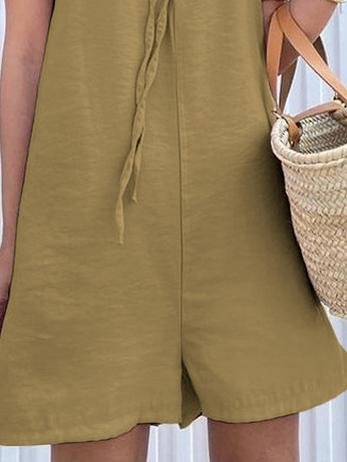 Loose Drawstring Off Shoulder Short Sleeve Jumpsuit - Jumpsuits & Rompers - INS | Online Fashion Free Shipping Clothing, Dresses, Tops, Shoes - 20-30 - 22/06/2021 - Bottom