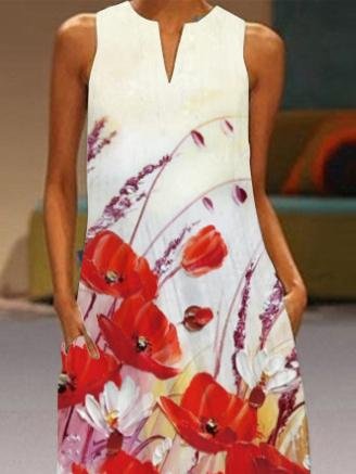 Loose Floral Print Bohemian V-Neck Dress - Maxi Dresses - INS | Online Fashion Free Shipping Clothing, Dresses, Tops, Shoes - 20-30 - 22/06/2021 - Category_Maxi Dresses