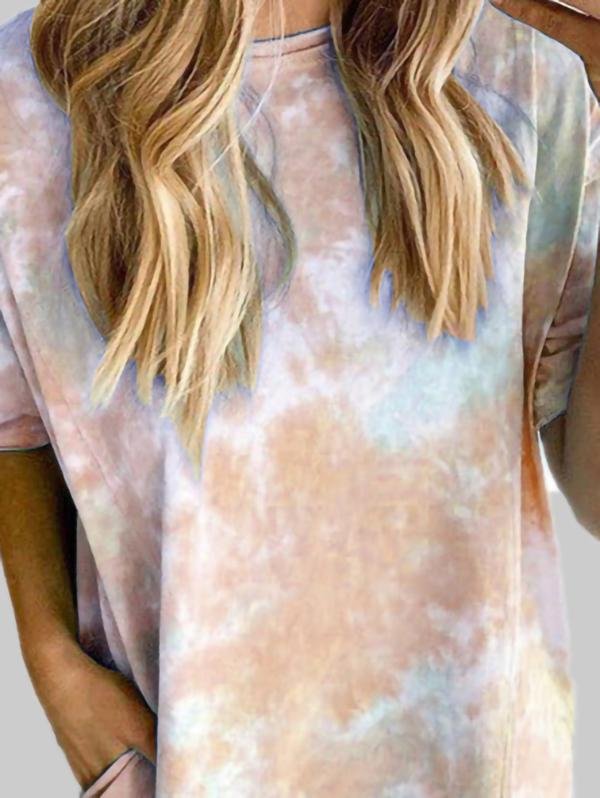 Loose Gradient Short-sleeved Dress - Mini Dresses - INS | Online Fashion Free Shipping Clothing, Dresses, Tops, Shoes - 07/06/2021 - Color_Blue - Color_Khaki