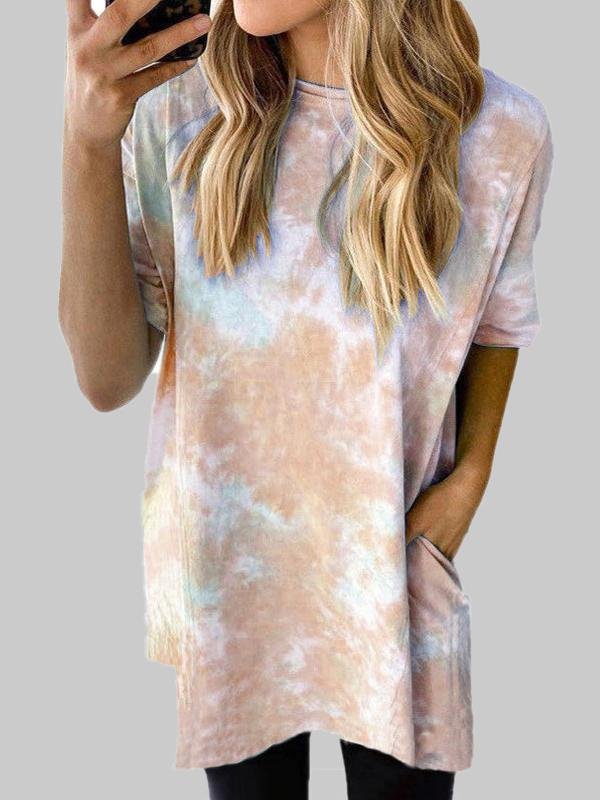 Loose Gradient Short-sleeved Dress - Mini Dresses - INS | Online Fashion Free Shipping Clothing, Dresses, Tops, Shoes - 07/06/2021 - Color_Blue - Color_Khaki