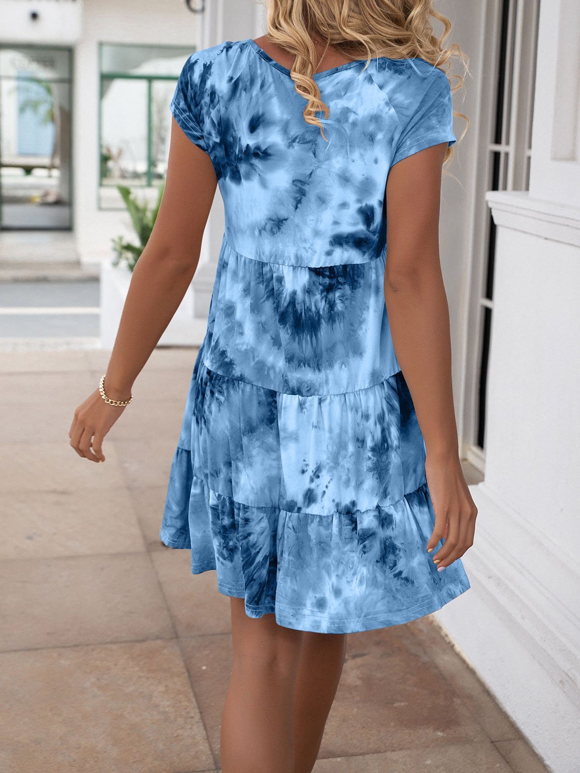 Loose Gradient Short-sleeved Short Dress - Mini Dresses - INS | Online Fashion Free Shipping Clothing, Dresses, Tops, Shoes - 05/06/2021 - Color_Blue - Color_Brown