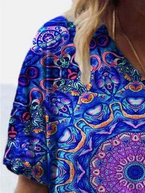 Loose Graphic Painting Print T-shirt - T-shirts - INS | Online Fashion Free Shipping Clothing, Dresses, Tops, Shoes - 09/06/2021 - Color_Blue - Size_2XL