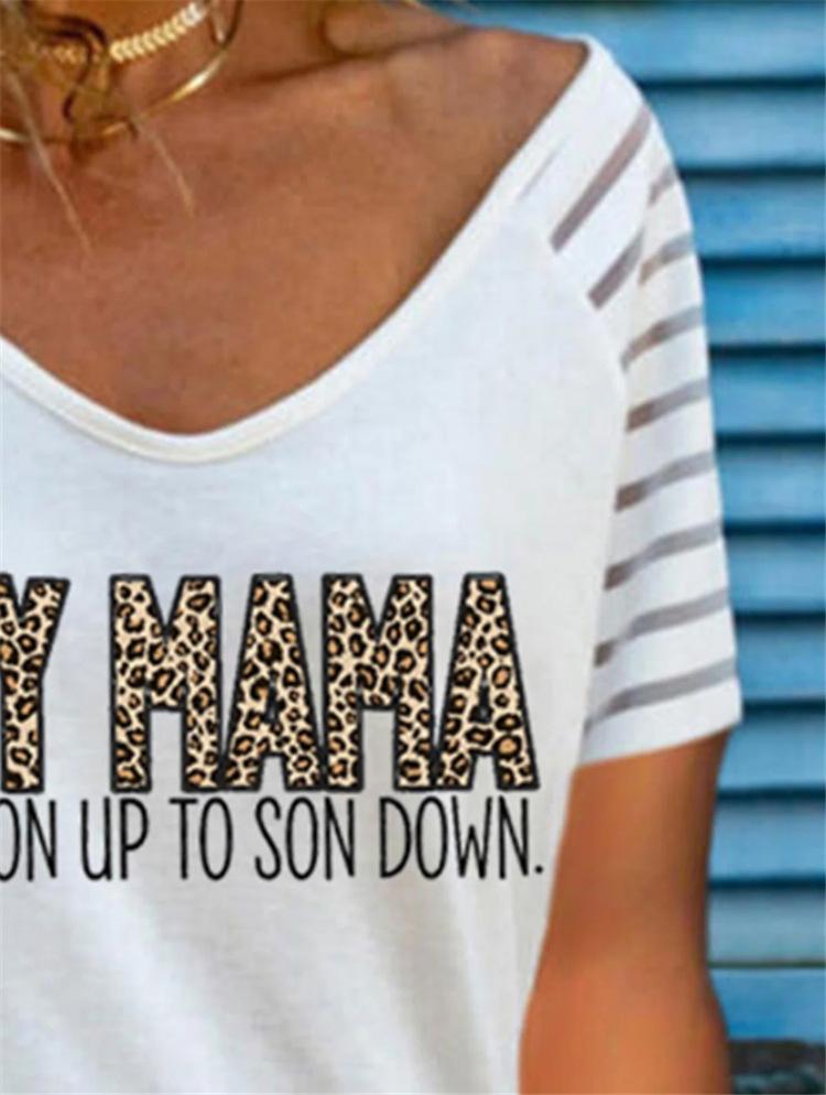 Loose Letter Print Short-sleeved V-neck T-shirt - T-shirts - INS | Online Fashion Free Shipping Clothing, Dresses, Tops, Shoes - 11/06/2021 - Color_White - Season_Summer