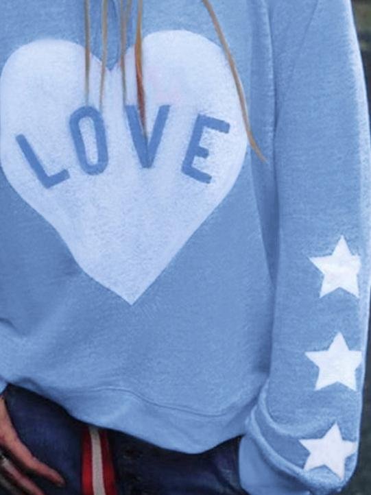 Loose Long Sleeve Round Neck Love Print T-Shirt - T-Shirts - INS | Online Fashion Free Shipping Clothing, Dresses, Tops, Shoes - 20-30 - 21/06/2021 - Category_T-Shirts