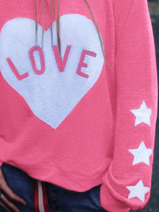 Loose Long Sleeve Round Neck Love Print T-Shirt - T-Shirts - INS | Online Fashion Free Shipping Clothing, Dresses, Tops, Shoes - 20-30 - 21/06/2021 - Category_T-Shirts
