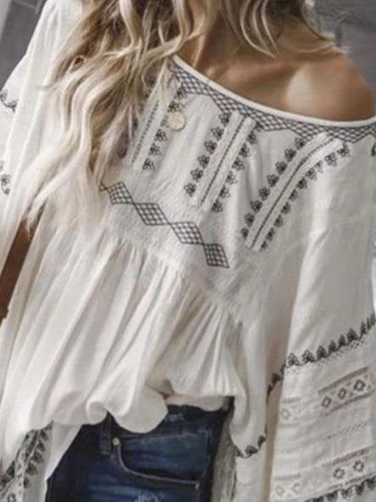 Loose Long-sleeved One-shoulder Blouse - Blouses - INS | Online Fashion Free Shipping Clothing, Dresses, Tops, Shoes - 07/06/2021 - BLO2106070042 - Blouses