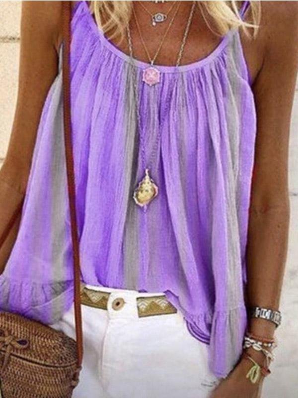 Loose Multicolor Striped Print Tank Tops - Tanks Tops - INS | Online Fashion Free Shipping Clothing, Dresses, Tops, Shoes - 10-20 - 30/07/2021 - Category_Tank Tops