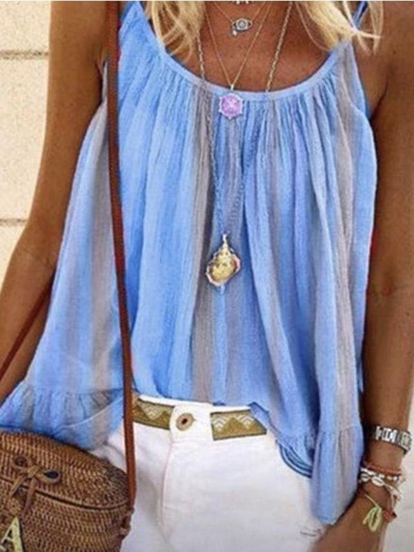 Loose Multicolor Striped Print Tank Tops - Tanks Tops - INS | Online Fashion Free Shipping Clothing, Dresses, Tops, Shoes - 10-20 - 30/07/2021 - Category_Tank Tops