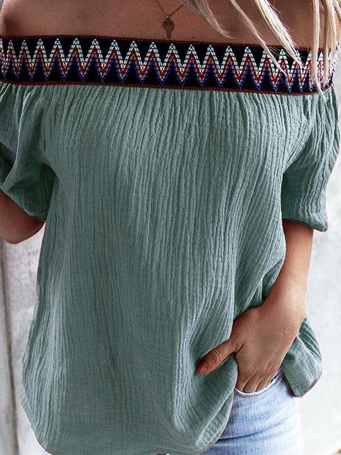 Loose One Neck Off Shoulder Short Sleeve T-Shirts - T-Shirts - INS | Online Fashion Free Shipping Clothing, Dresses, Tops, Shoes - 05/07/2021 - 20-30 - Category_T-Shirts