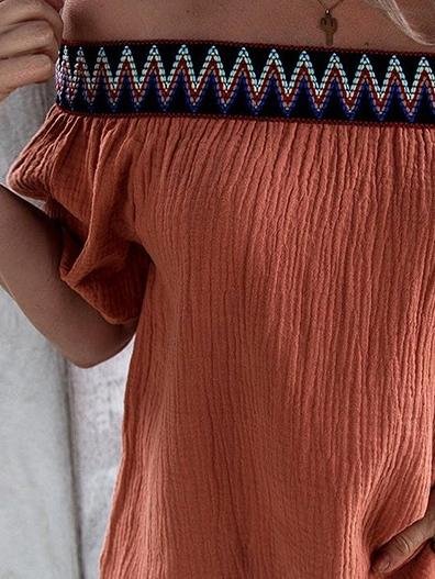 Loose One Neck Off Shoulder Short Sleeve T-Shirts - T-Shirts - INS | Online Fashion Free Shipping Clothing, Dresses, Tops, Shoes - 05/07/2021 - 20-30 - Category_T-Shirts