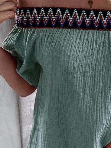 Loose One Neck Off Shoulder Short Sleeve T-Shirts - T-Shirts - INS | Online Fashion Free Shipping Clothing, Dresses, Tops, Shoes - 05/07/2021 - 20-30 - Category_T-Shirts