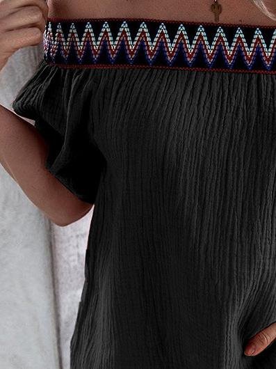 Loose One Neck Off Shoulder Short Sleeve T-Shirts - T-Shirts - INS | Online Fashion Free Shipping Clothing, Dresses, Tops, Shoes - 05/07/2021 - 20-30 - Category_T-Shirts