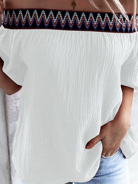 Loose One Neck Off Shoulder Short Sleeve T-Shirts - T-Shirts - INS | Online Fashion Free Shipping Clothing, Dresses, Tops, Shoes - 05/07/2021 - 20-30 - Category_T-Shirts