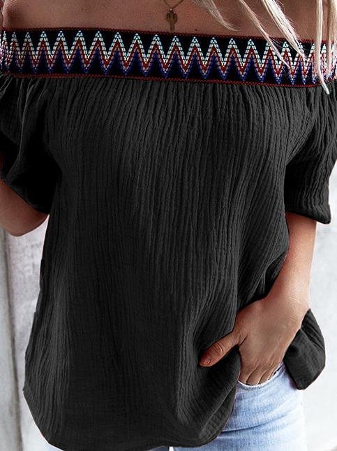 Loose One Neck Off Shoulder Short Sleeve T-Shirts - T-Shirts - INS | Online Fashion Free Shipping Clothing, Dresses, Tops, Shoes - 05/07/2021 - 20-30 - Category_T-Shirts