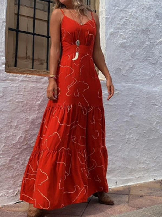 Loose Print Sleeveless Maxi Dress - Maxi Dresses - INS | Online Fashion Free Shipping Clothing, Dresses, Tops, Shoes - 16/06/2021 - 20-30 - Category_Maxi Dresses