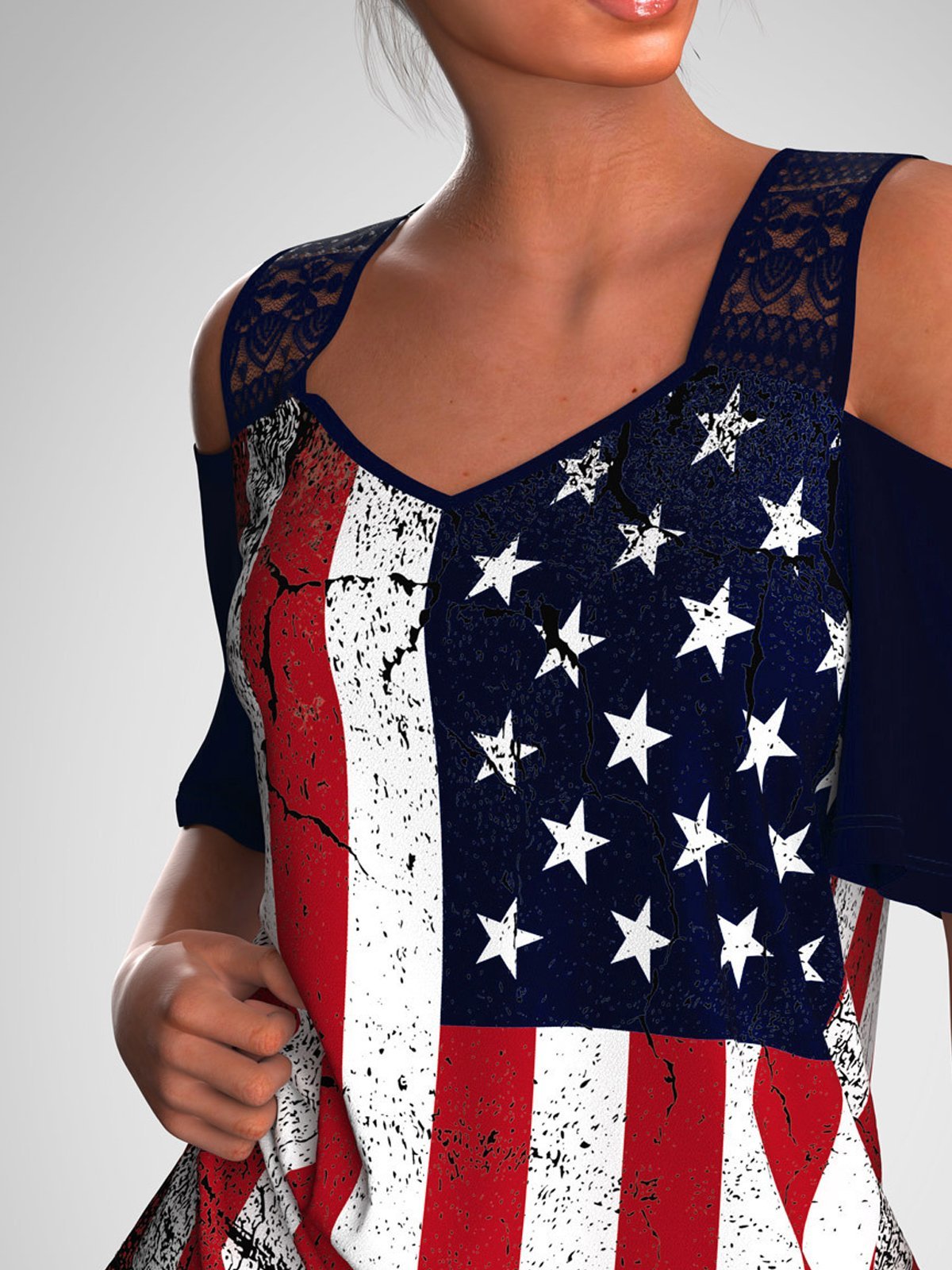 Loose Printed Off-the-shoulder Short Sleeve T-shirt - T Shirts - INS | Online Fashion Free Shipping Clothing, Dresses, Tops, Shoes - 05/22/2021 - Category_T Shirts - Color_Multicolor