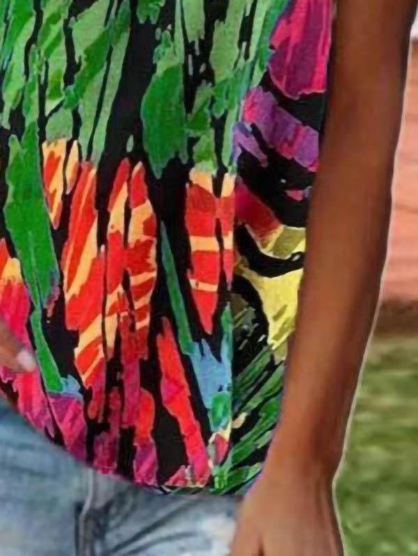 Loose Printed Round Neck Short-sleeved T-shirt - T-shirts - INS | Online Fashion Free Shipping Clothing, Dresses, Tops, Shoes - 03/06/2021 - Color_Blue - Color_Gray