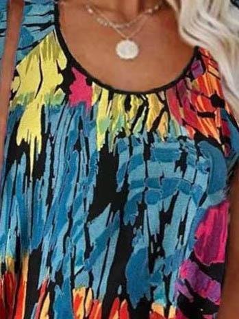 Loose Printed Round Neck Short-sleeved T-shirt - T-shirts - INS | Online Fashion Free Shipping Clothing, Dresses, Tops, Shoes - 03/06/2021 - Color_Blue - Color_Gray