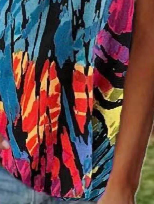 Loose Printed Round Neck Short-sleeved T-shirt - T-shirts - INS | Online Fashion Free Shipping Clothing, Dresses, Tops, Shoes - 03/06/2021 - Color_Blue - Color_Gray