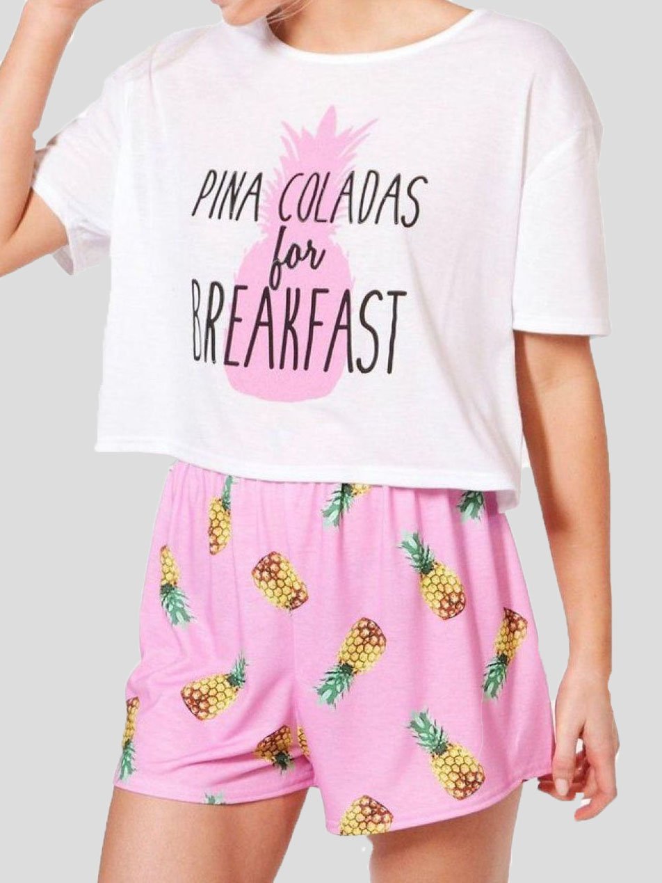 Loose Printed Short Sleeve T-Shirt Shorts Loungewear - Loungewear - INS | Online Fashion Free Shipping Clothing, Dresses, Tops, Shoes - 14/07/2021 - 20-30 - Category_Loungewear