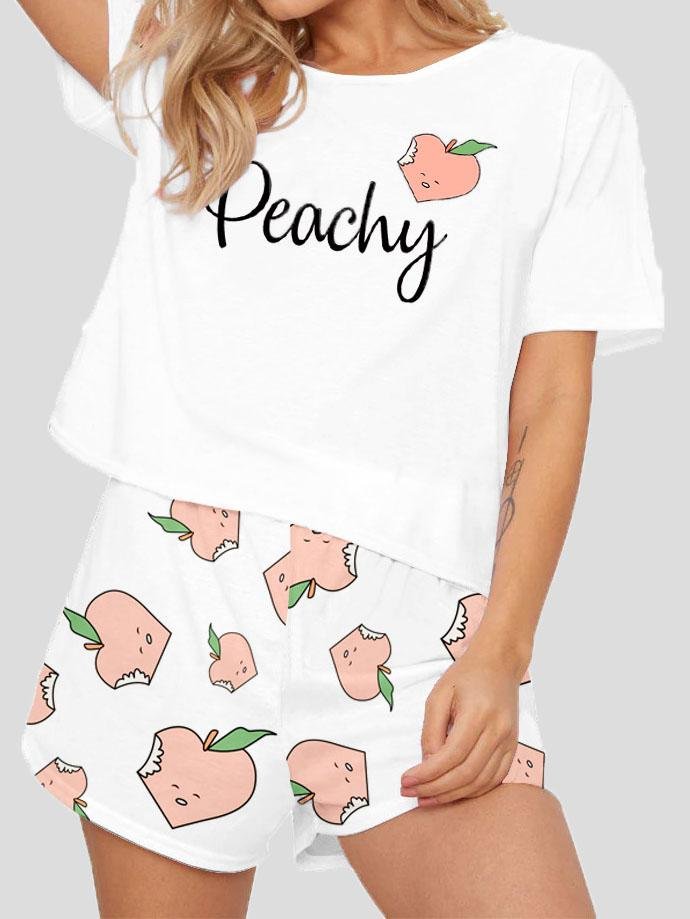 Loose Printed Short Sleeve T-Shirt Shorts Loungewear - Loungewear - INS | Online Fashion Free Shipping Clothing, Dresses, Tops, Shoes - 14/07/2021 - 20-30 - Category_Loungewear