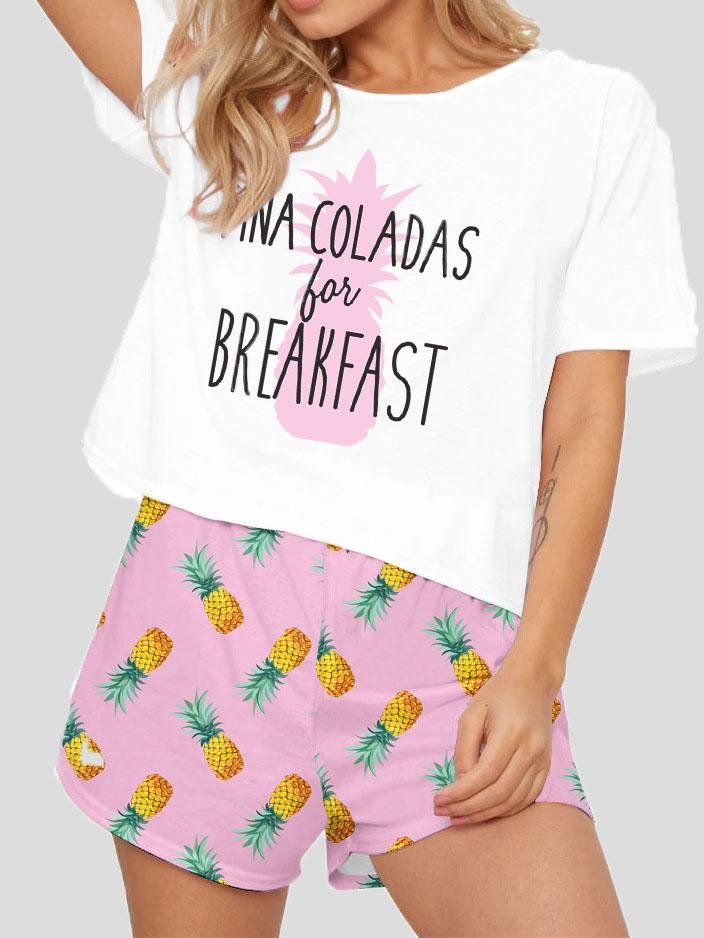 Loose Printed Short Sleeve T-Shirt Shorts Loungewear - Loungewear - INS | Online Fashion Free Shipping Clothing, Dresses, Tops, Shoes - 14/07/2021 - 20-30 - Category_Loungewear