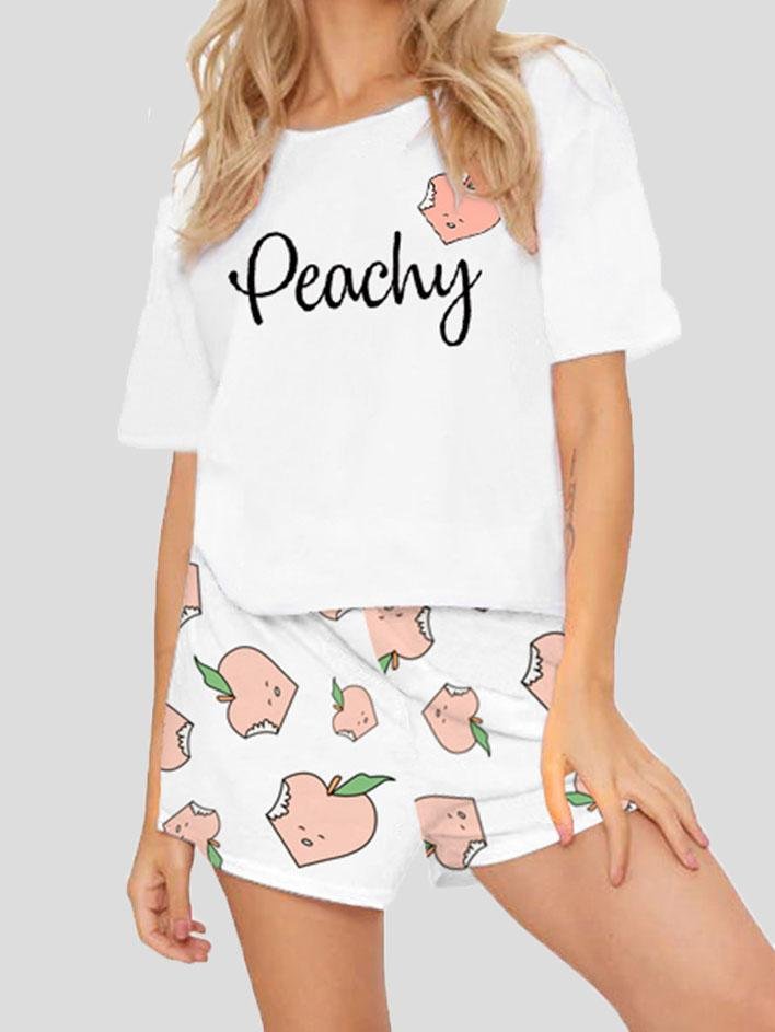 Loose Printed Short Sleeve T-Shirt Shorts Loungewear - Loungewear - INS | Online Fashion Free Shipping Clothing, Dresses, Tops, Shoes - 14/07/2021 - 20-30 - Category_Loungewear