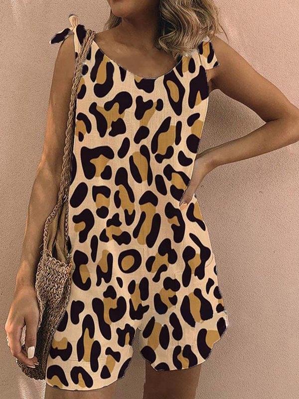 Loose Printed Sleeveless Belted Jumpsuit - Jumpsuits & Rompers - INS | Online Fashion Free Shipping Clothing, Dresses, Tops, Shoes - 06/07/2021 - 20-30 - Bottom