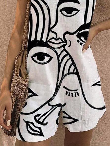Loose Printed Sleeveless Belted Jumpsuit - Jumpsuits & Rompers - INS | Online Fashion Free Shipping Clothing, Dresses, Tops, Shoes - 06/07/2021 - 20-30 - Bottom