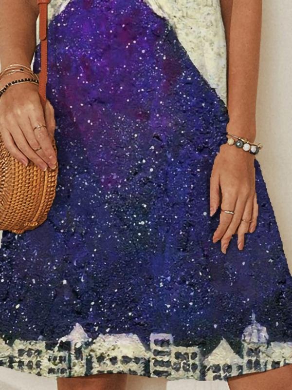 Loose Printed V Neck Dress - Mini Dresses - INS | Online Fashion Free Shipping Clothing, Dresses, Tops, Shoes - 11/06/2021 - Color_Beige - DRE2106110361