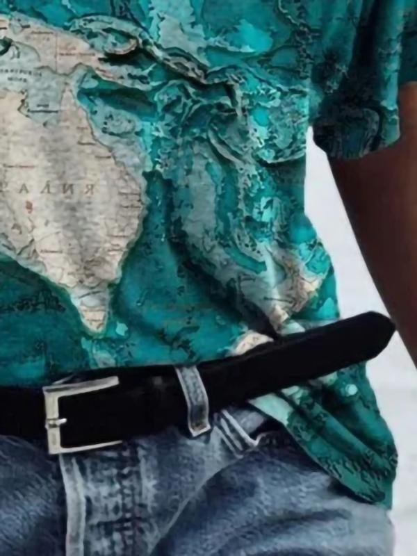 Loose Printed V-neck Short-sleeved T-shirt - T-shirts - INS | Online Fashion Free Shipping Clothing, Dresses, Tops, Shoes - 07/06/2021 - Color_Blue - Size_2XL