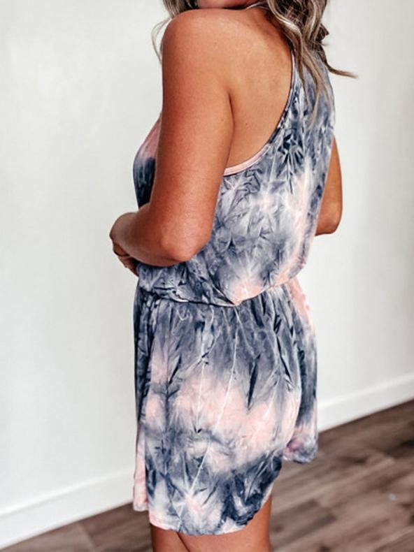 Loose Printed V-neck Suspender Jumpsuit - Jumpsuits - INS | Online Fashion Free Shipping Clothing, Dresses, Tops, Shoes - 24/05/2021 - Color_Blue - Color_Pink